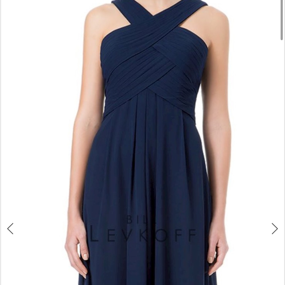 Bill Levkoff royal Blue Crisscross Gown